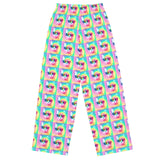Pastel Tie-Dye Cat All Over Print Unisex Wide-Leg Pajama Pants with Pockets | BigTexFunkadelic