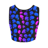 Pink and Blue Alien Ombre Women's Fitted Crop Top | BigTexFunkadelic