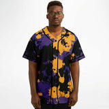 Purple Gold and Black Legends Paint Splatter Baseball Jersey | BigTexFunkadelic