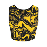 Black and Yellow Abstract Melt Crop Top | BigTexFunkadelic