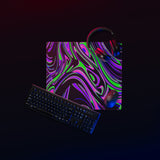 Violet and Lime Blackout Drip Gaming Mouse Pad | 18" x 16" | PC Gaming Setup | BigTexFunkadelic