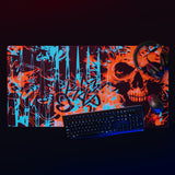Orange and Blue Alternative Skull Graffiti Gaming Mouse Pad  | 36" x 18" | PC Gaming Setup | BigTexFunkadelic