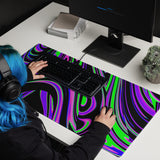 Violet and Lime Blackout Drip Gaming Mouse Pad | 36" x 18" | PC Gaming Setup | BigTexFunkadelic