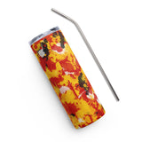 Red and Gold Paint Splatter Stainless Steel Tumbler | BigTexFunkadelic