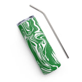 Green and White Oil Spill 20 oz Stainless Steel Tumbler | BigTexFunkadelic