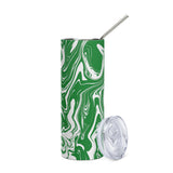Green and White Oil Spill 20 oz Stainless Steel Tumbler | BigTexFunkadelic