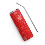 Red Holiday Snowflake 20 oz Stainless Steel Tumbler | Christmas Season | BigTexFunkadelic