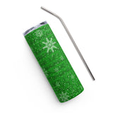 Green Holiday Snowflake 20 oz Stainless Steel Tumbler | Christmas Season | BigTexFunkadelic