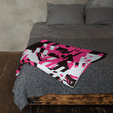 Pink Digital Rave Plaid Throw Blanket | Size 50" x 60" | Home Goods | BigTexFunkadelic