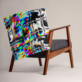 Psychedelic Rave Glitch Tiles Rainbow Plaid Throw Blanket | Size 50" x 60" | Home Goods | BigTexFunkadelic