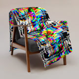 Psychedelic Rave Glitch Tiles Rainbow Plaid Throw Blanket | Size 60" x 80" | Home Goods | BigTexFunkadelic