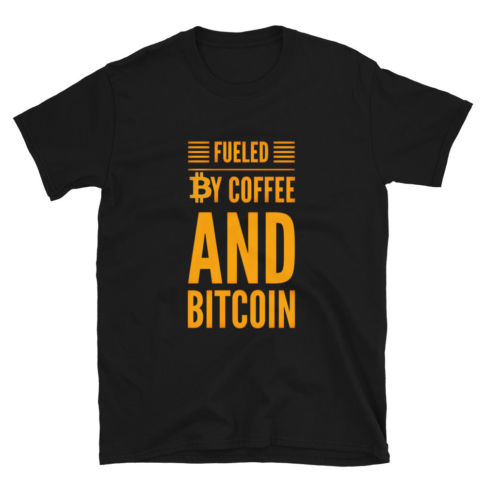 Fueled by Coffee and Bitcoin Short-Sleeve Unisex T-Shirt Black / 3XL