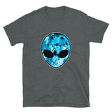 Blue Alien Head Short-Sleeve Unisex T-Shirt | Heather Grey | BigTexFunkadelic