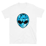 Blue Alien Head Short-Sleeve Unisex T-Shirt | White | BigTexFunkadelic