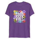 Good Vibes Floral Tri-Blend Short Sleeve T-Shirt | Purple | BigTexFunkadelic