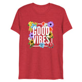 Good Vibes Floral Tri-Blend Short Sleeve T-Shirt | Red | BigTexFunkadelic