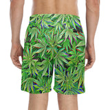 Psychedelic Green Weed Leaf Swim Shorts | BigTexFunkadelic