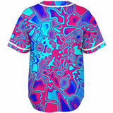 Psychedelic Liquid Plasma Blue and Pink Unisex Baseball Jersey | EDM Festival Fashion Ravewear | BigTexFunkadelic