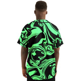 Slime in the Dark Green and Black Oil Spill Baseball Jersey | EDM Festival Fashion Ravewear | BigTexFunkadelic