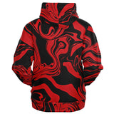 Red and Black Slime Oil Spill Unisex Rave Ready Fleece-Lined Zip-Up Hoodie | EDM Festival Fashion | BigTexFunkadelic