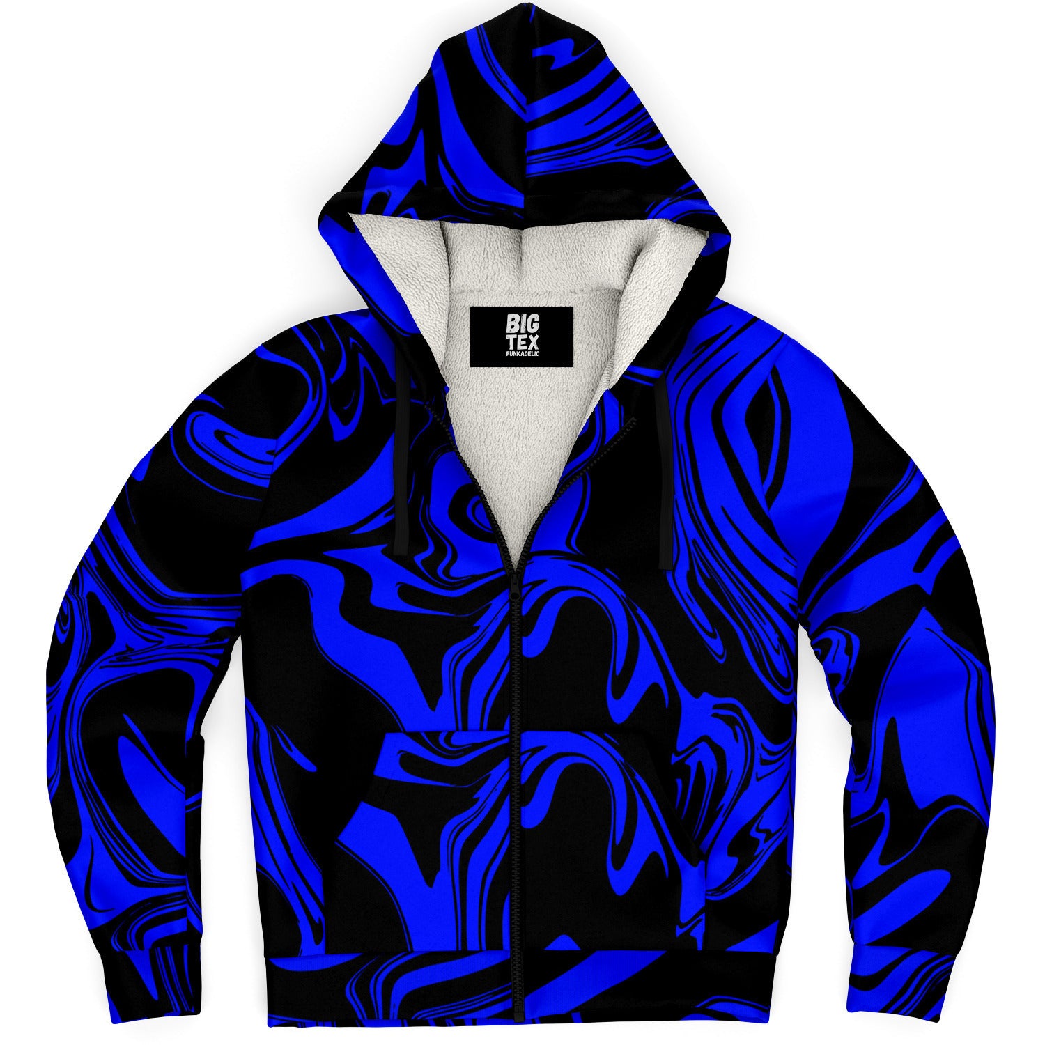 Blue and Black Slime Oil Spill Sherpa Hoodie – BigTexFunkadelic