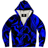 Blue and Black Psychedelic Slime Oil Spill Unisex Sherpa Lined Zip-Up Hoodie Jacket | BigTexFunkadelic