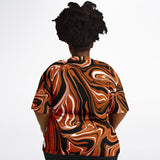 Burnt Orange, Black and White Abstract Melt Plus Size Unisex T-Shirt | BigTexFunkadelic