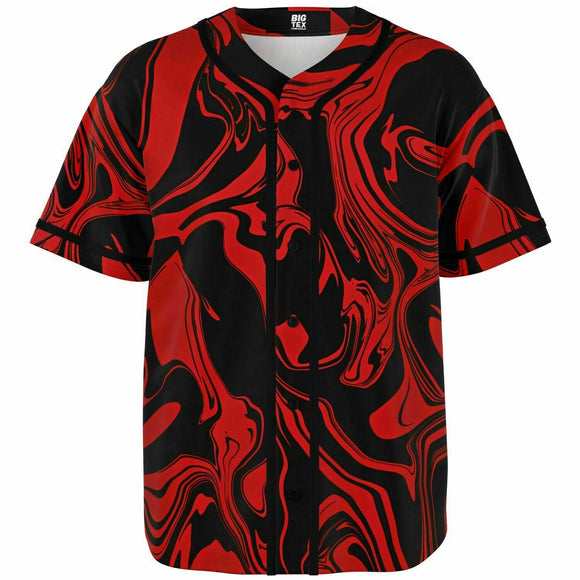 Red and Black Slime Oil Spill Unisex Baseball Jersey | EDM Festival Fashion Ravewear | BigTexFunkadelic