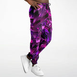 Pink and Purple Chromatic Melt Unisex Cargo Joggers (Fleece Lined) | EDM Festival Fashion | BigTexFunkadelic