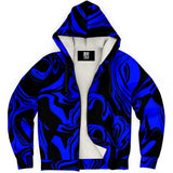 Blue and Black Psychedelic Slime Oil Spill Unisex Sherpa Lined Zip-Up Hoodie Jacket | BigTexFunkadelic