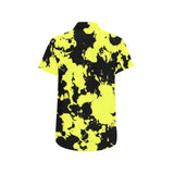 Yellow and Black Paint Splatter Men's Big & Tall Short Sleeve Button Up Shirt | BigTexFunkadelic