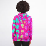 Pink Alien Vapor Glitch Unisex Fleece Lined Zip-Up Hoodie | EDM Festival Fashion | BigTexFunkadelic