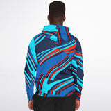 Blue Centripetal Rave Abstract Unisex Fleece Lined Zip-Up Hoodie | EDM Festival Fashion | BigTexFunkadelic