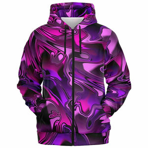 Pink and Purple Chromatic Melt Unisex Zip-Up Hoodie | BigTexFunkadelic