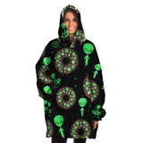 Alien Space Donut Sherpa Lined Oversized Hoodie Blanket | BigTexFunkadelic