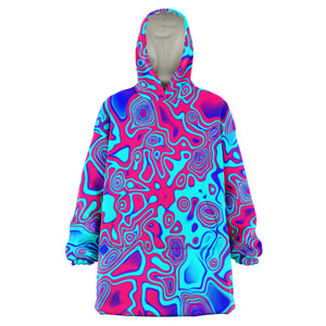 Psychedelic Liquid Plasma Sherpa Lined Oversized Hoodie Blanket | Gift Ideas | BigTexFunkadelic