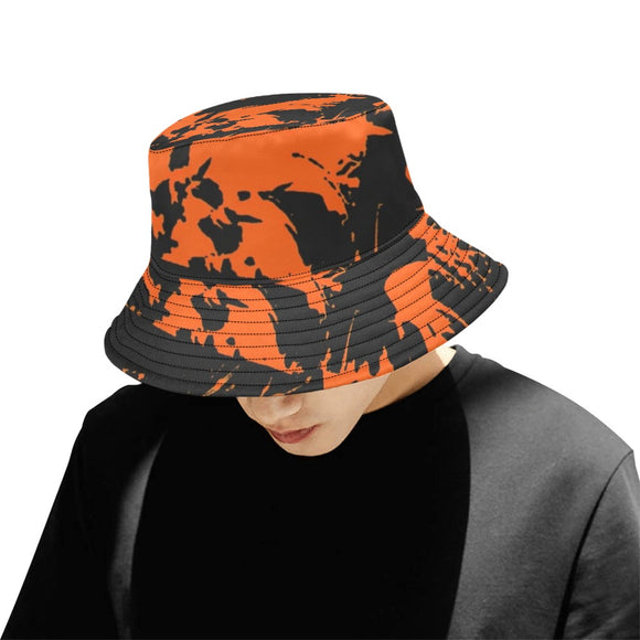 Halloween Black and Orange Spooky Paint Splatter Graffiti Bucket Hat | BigTexFunkadelic