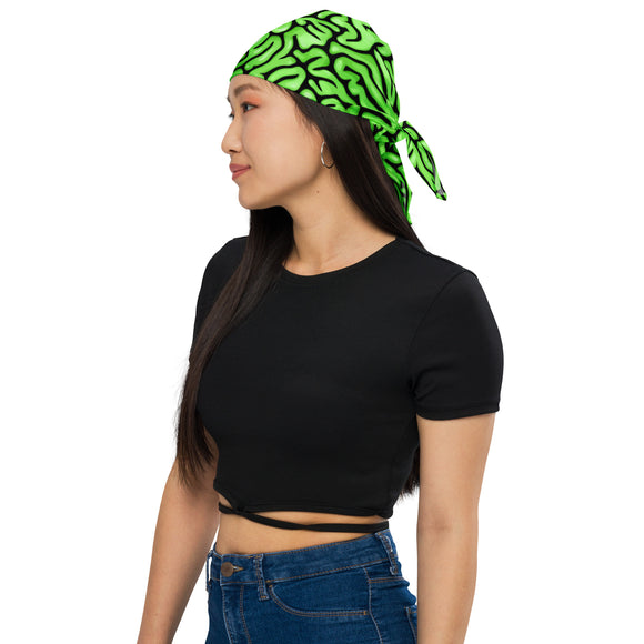 Halloween Green Brains Rave Bandana | Size Large | BigTexFunkadelic