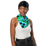 Blue Green Techno Pixel Rave Bandana Size Large | BigTexFunkadelic | EDM Festival Fashion | Ravewear Accessories 
