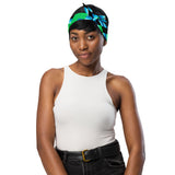 Blue Green Techno Pixel Rave Bandana Size Medium | BigTexFunkadelic | EDM Festival Fashion | Ravewear Accessories 