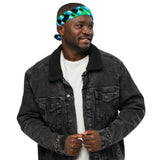 Blue Green Techno Pixel Rave Bandana Size Medium | BigTexFunkadelic | EDM Festival Fashion | Ravewear Accessories 