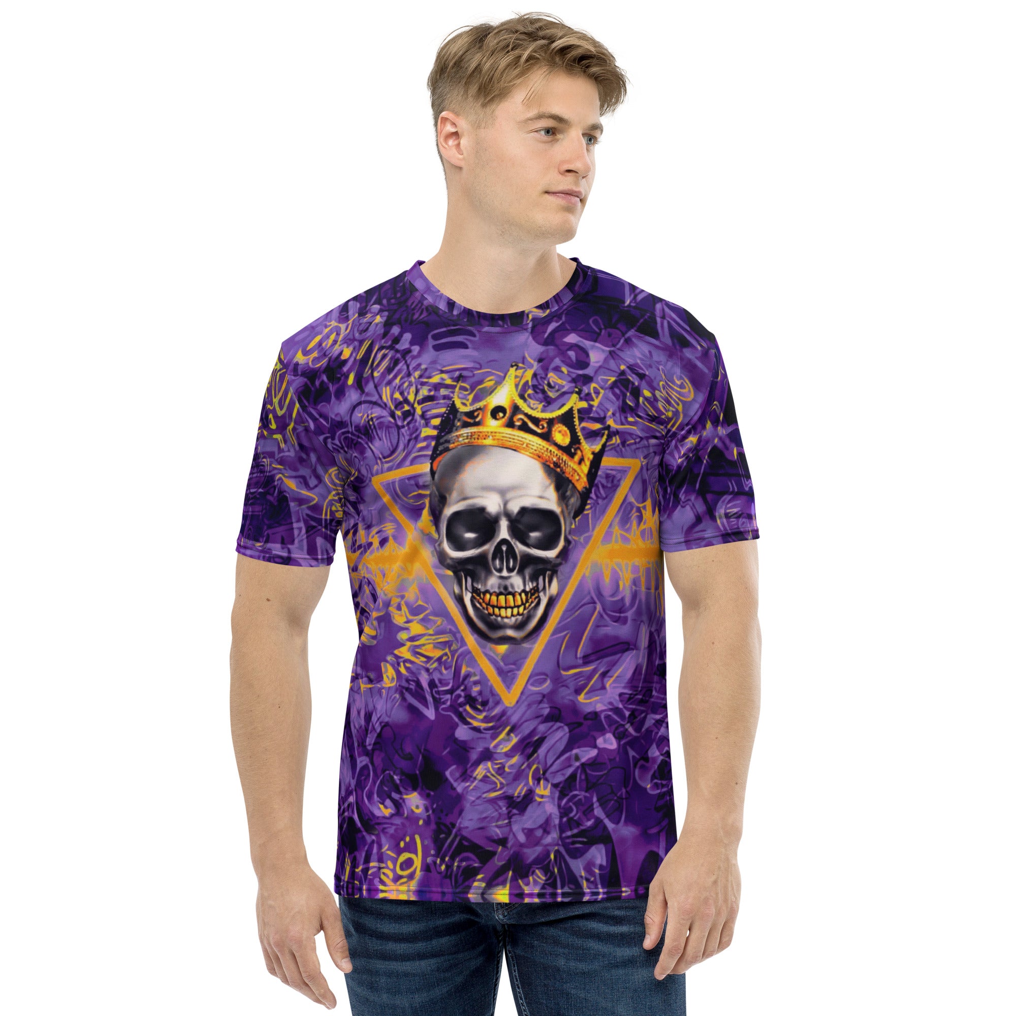 Purple and Gold Graffiti Skull King All Over Print T-Shirt –  BigTexFunkadelic