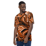 Burnt Orange, Black and White Abstract Melt Unisex T-Shirt | BigTexFunkadelic