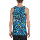 Trippy Blue Checkered Rave Ready All Over Print Unisex Tank Top | EDM Festival Style | BigTexFunkadelic