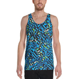 Trippy Blue Checkered Rave Ready All Over Print Unisex Tank Top | EDM Festival Style | BigTexFunkadelic