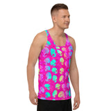Hot Pink Alien Vapor Glitch Unisex All Over Print Rave Ready Tank Top | Festival Fashion | BigTexFunkadelic