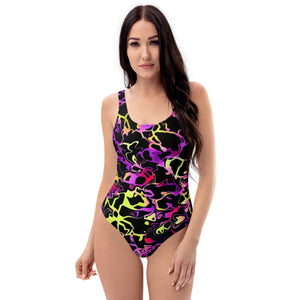 Psychedelic Rainbow Leopard Print Style All Over Print Rave Ready One-Piece Swimsuit/Bodysuit | EDM Ravewear | BigTexFunkadelic
