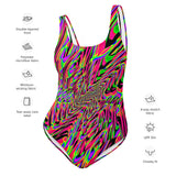 Neon Acid Waves One-Piece Rave Swimsuit/Bodysuit | EDM Festival Style | BigTexFunkadelic