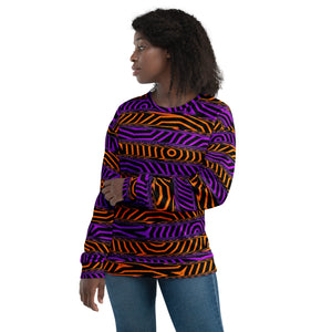 Orange and Purple Spooky Stripes All Over Print Halloween Sweatshirt | BigTexFunkadelic