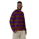 Orange and Purple Spooky Stripes All Over Print Halloween Sweatshirt | BigTexFunkadelic